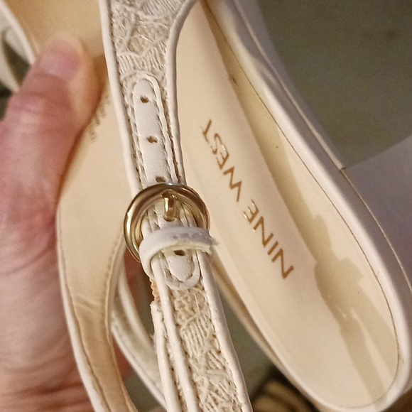 NWOT Nine West ROXII Champagne Lace Open Toe 1" Platform 4" Heels Sz 9M - Picture 14 of 16